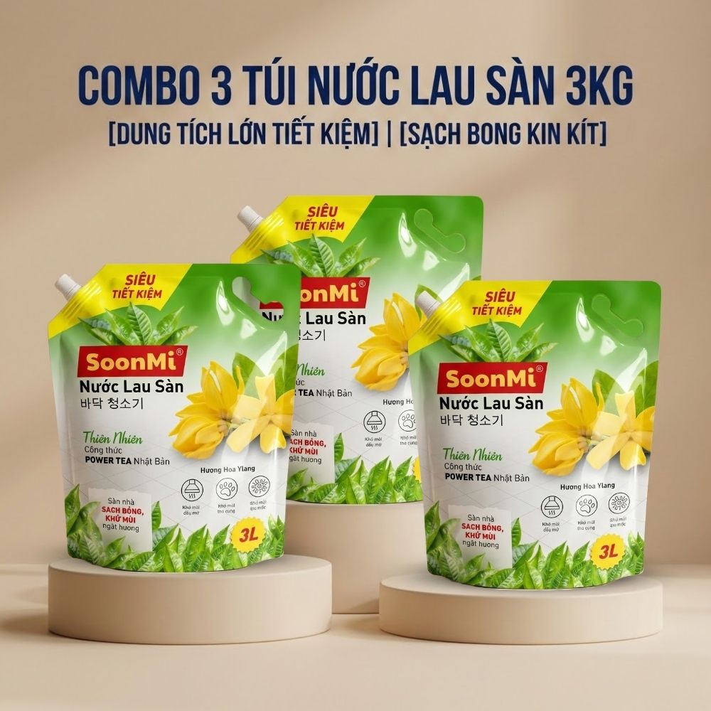 1 Thùng 3 Túi Nước Lau Sàn 3kg Hương Hoa YLang