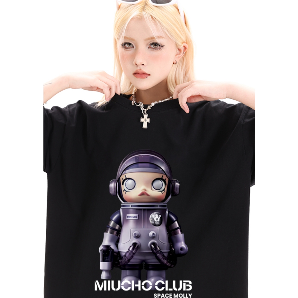 Áo thun unisex phi hành gia local brand form rộng ATD703 Miucho cotton cổ tròn in mix_thumbnail_6