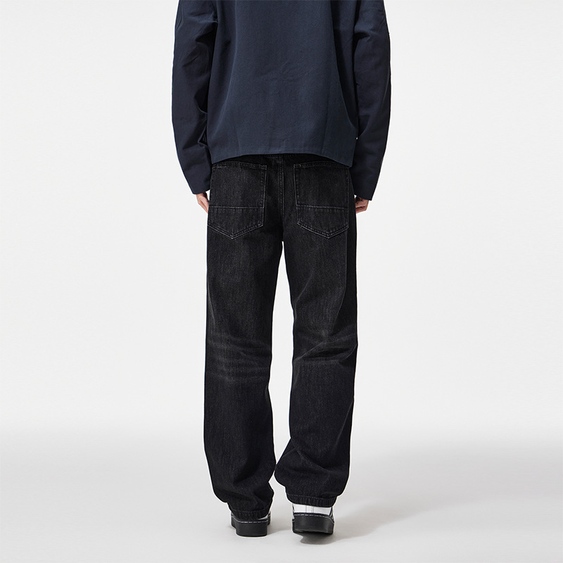 ClanfitQuần jeans nam ống rộng màu đen cao cấp mới mùa thu, quần ống rộng cổ điển đa năng_thumbnail_6