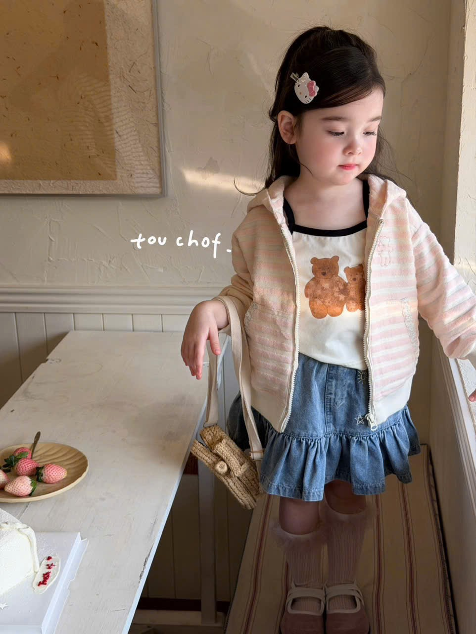 (E158) Áo khoác mỏng kẻ hồng hãng Touchof_thumbnail_0