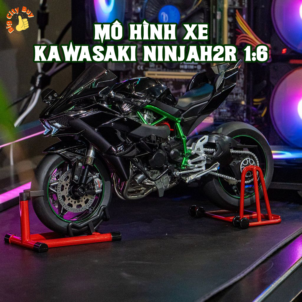 Mô Hình Xe Kawasaki Ninja H2R 1:6 XLG Đề Nổ - Vặn Ga - Phun Khói Giả Lập_thumbnail_0