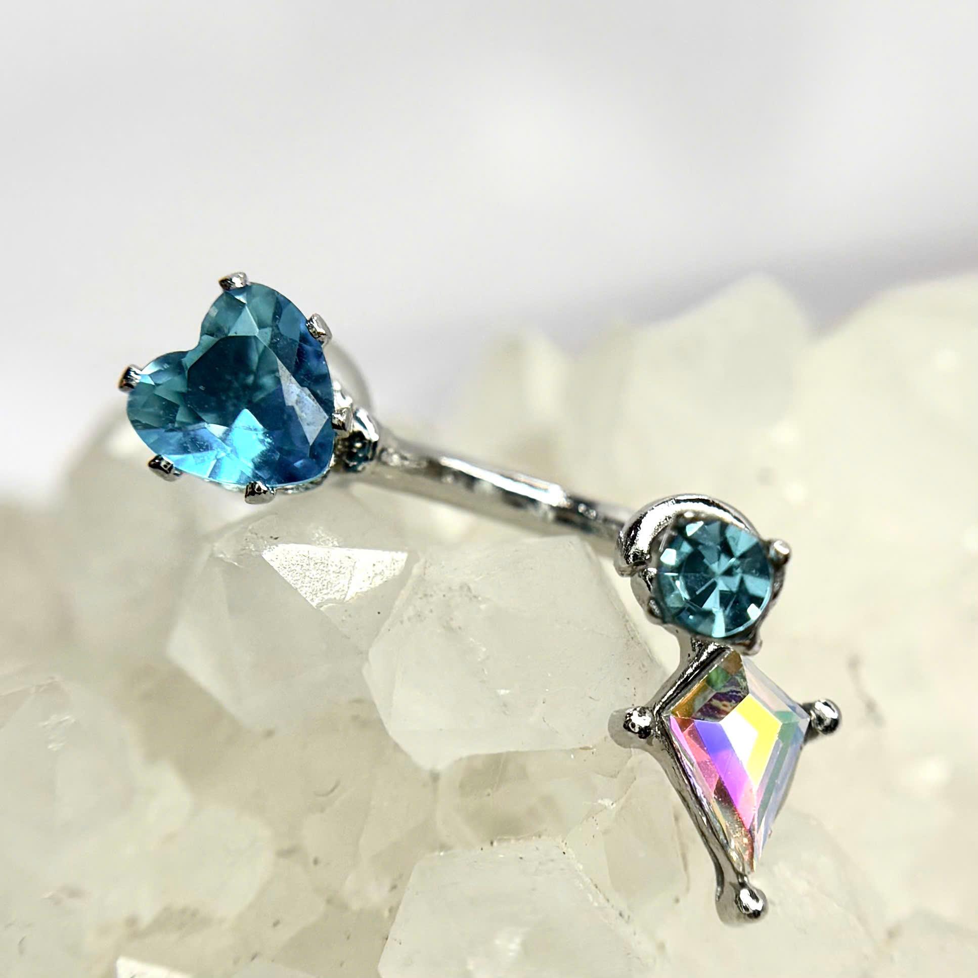 Khuyên kiểu septum trái tim xanh rơi 7 màu hợp kim_thumbnail_1