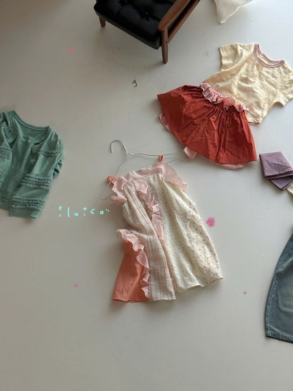 A2 - Váy phối màu bèo vai hãng iLuico