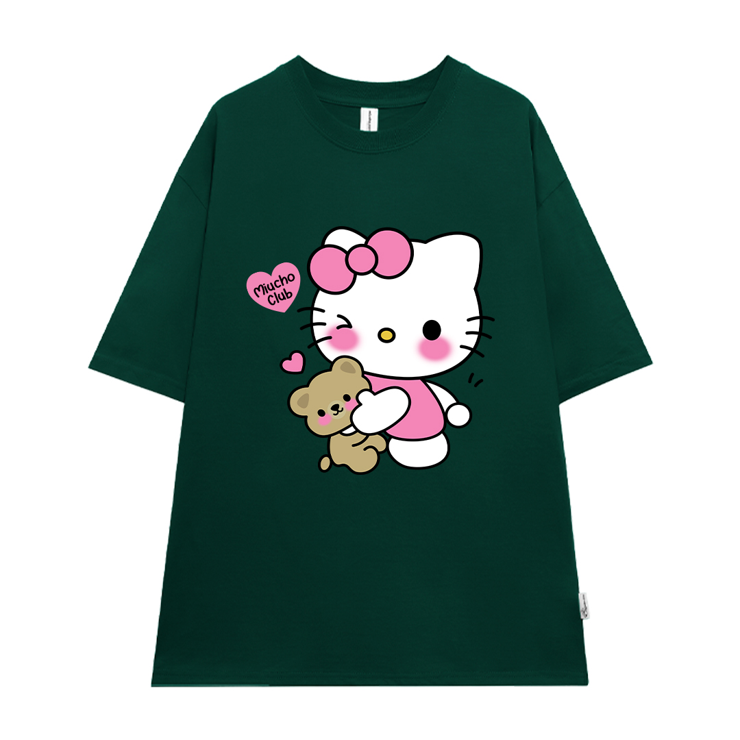 Áo thun nữ mèo nhỏ đáng yêu nhiều màu ATD1382 Miucho tay ngắn vải cotton thoáng mát cổ tròn in mix