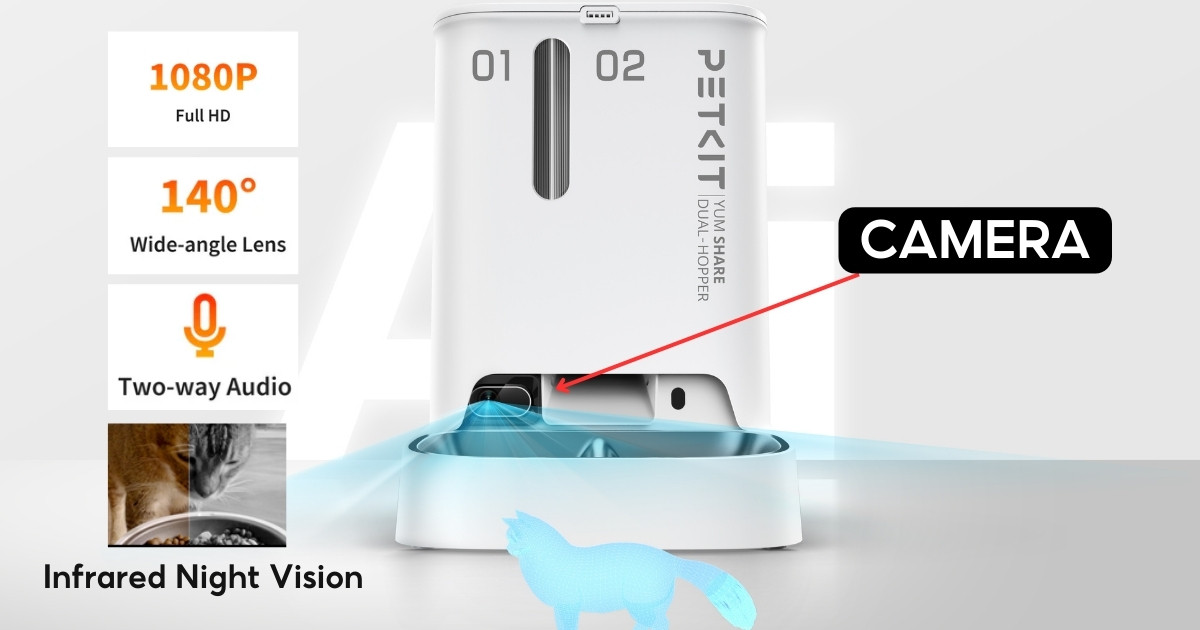 PETKIT YumShare Dual-hopper Automatic Pet Feeder with Camera