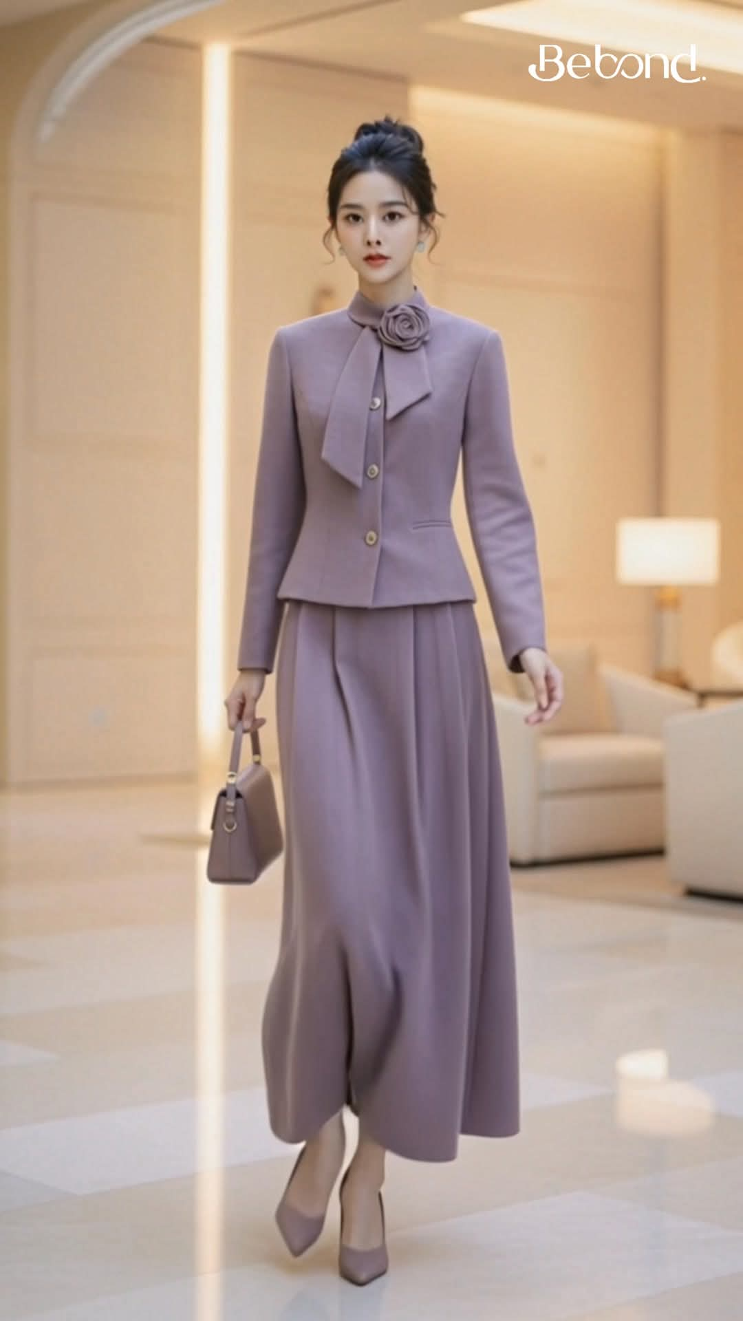 Set vest cổ hoa SELA màu TÍM