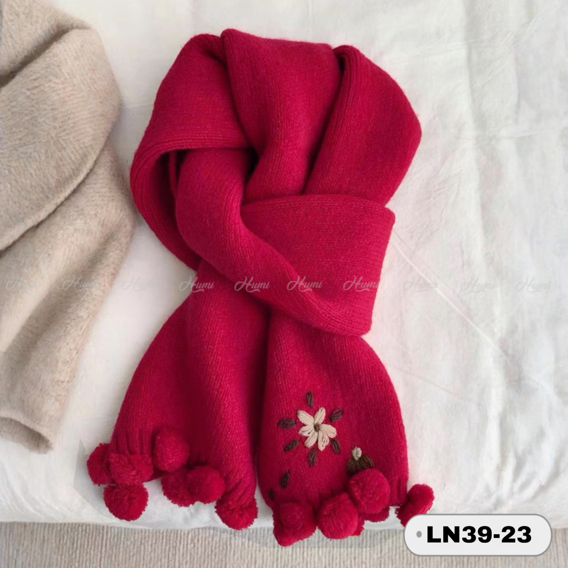 KHĂN LEN HOA MINISIZE (LN39-23 Đỏ đô)