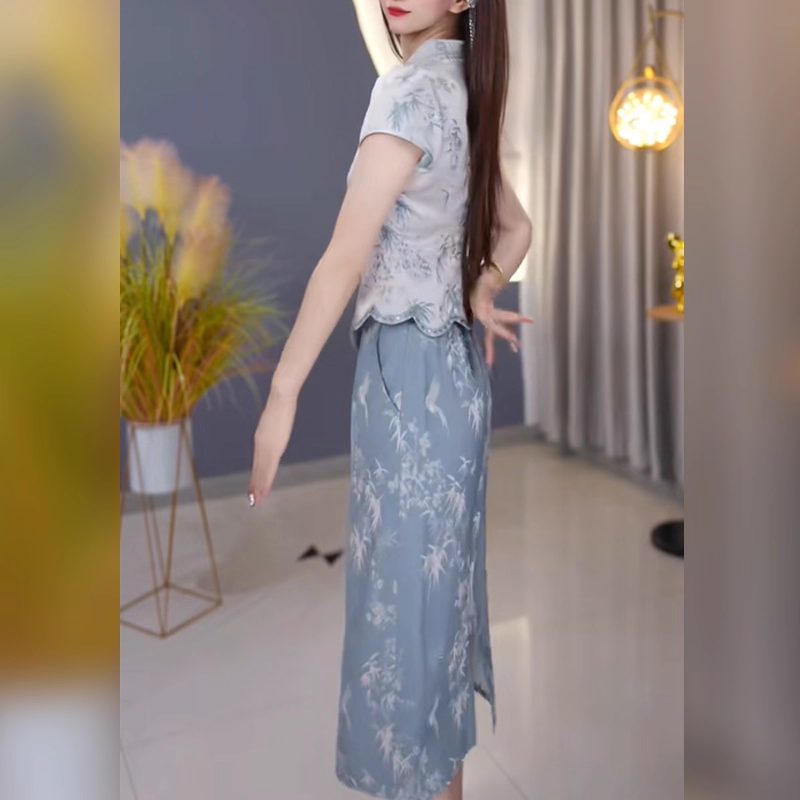 17973-Set áo chân váy lụa 2 da cổ tàu kết nút cách điệu ( lụa 2 da, viền ren,lót)_thumbnail_1