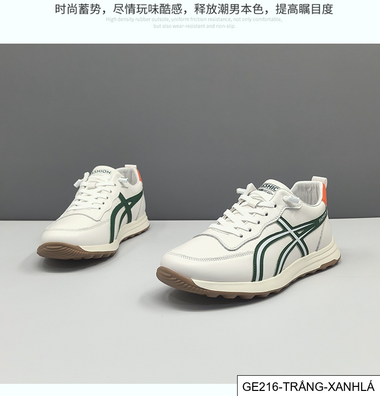 GE216 - Giày thể thao màu trắng da bò lớp đầu cho nam, giày hợp thời trang nam, giày thường ngày sang trọng nhẹ nhàng cao cấp dễ phối đồ thích hợp châu Âu da thật_thumbnail_19