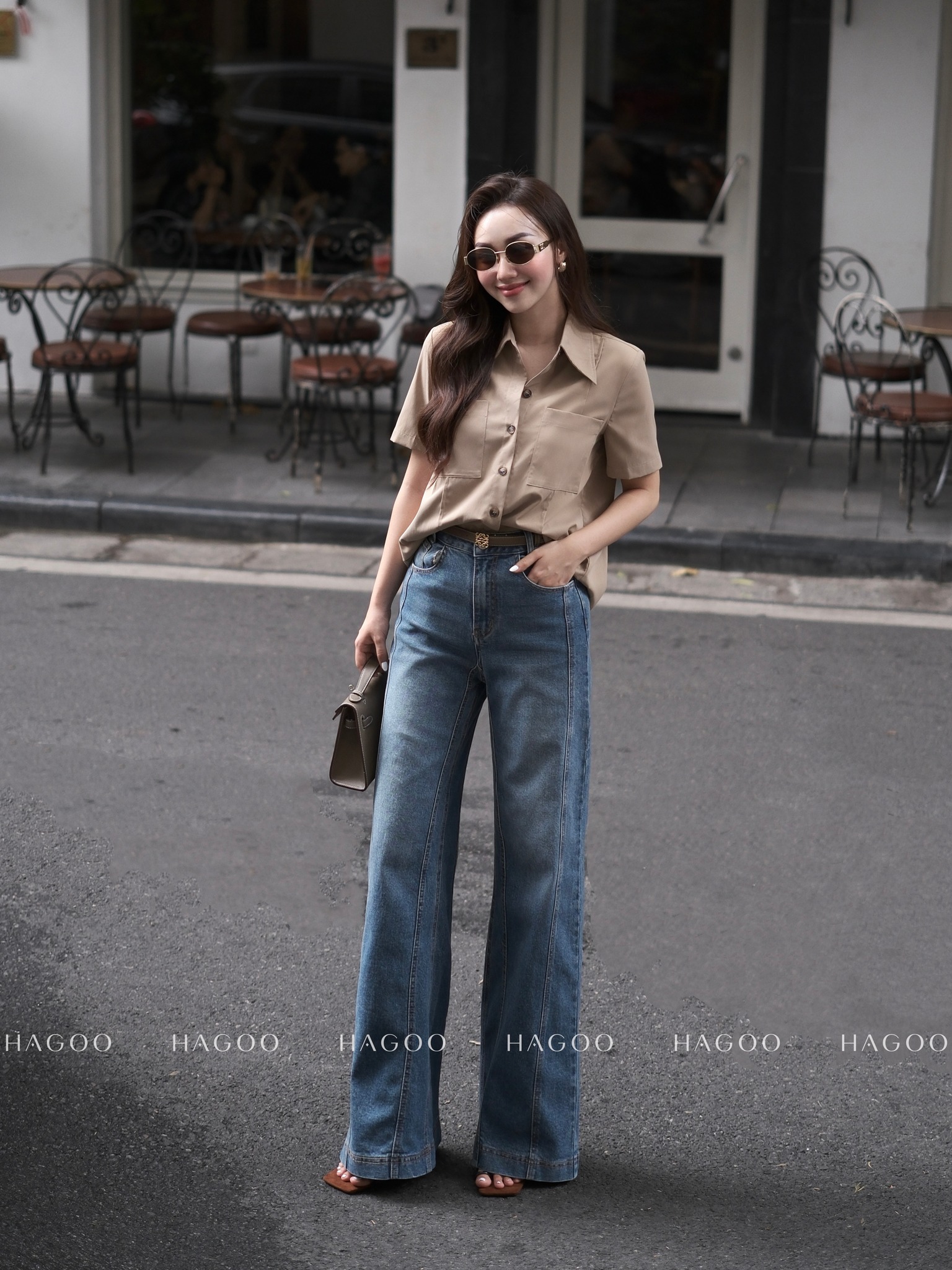 Áo sơ mi kaki cộc tay nắp túi HAGOO_thumbnail_0