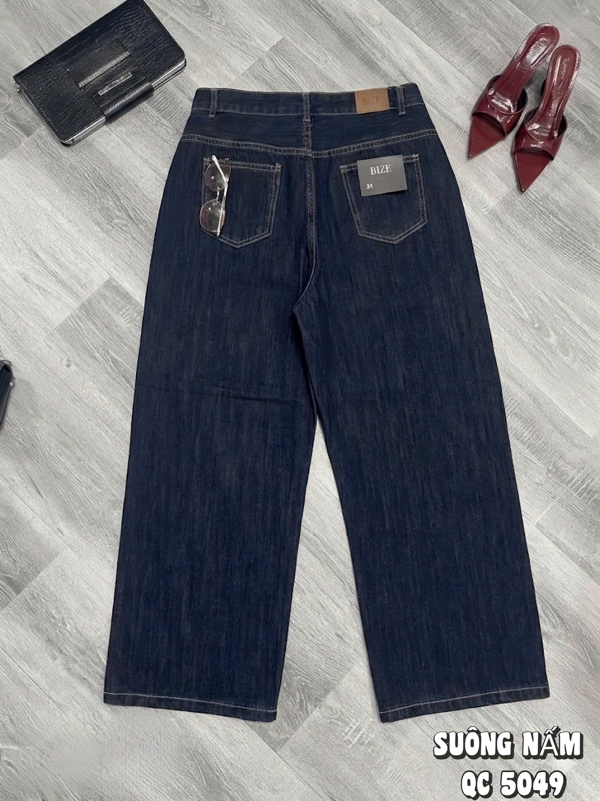 BIGSIZE NỮ - Quần jean suông nấm 2 túi kiểu chất QC dày dặn dành cho nàng béo từ 55 tới 90kgT-QJ5049_thumbnail_5