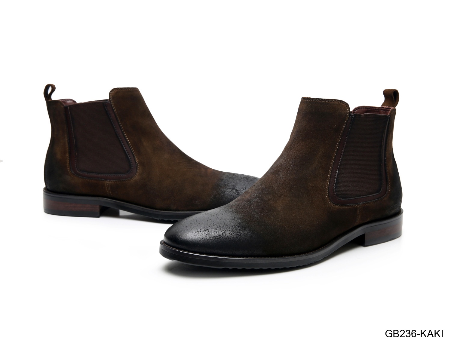 GB236 - Giày Chelsea Nam Da Heo Phong Cách Anh Quốc, Đế Cao Su Thoáng Khí, Màu Đen Kaki_thumbnail_31