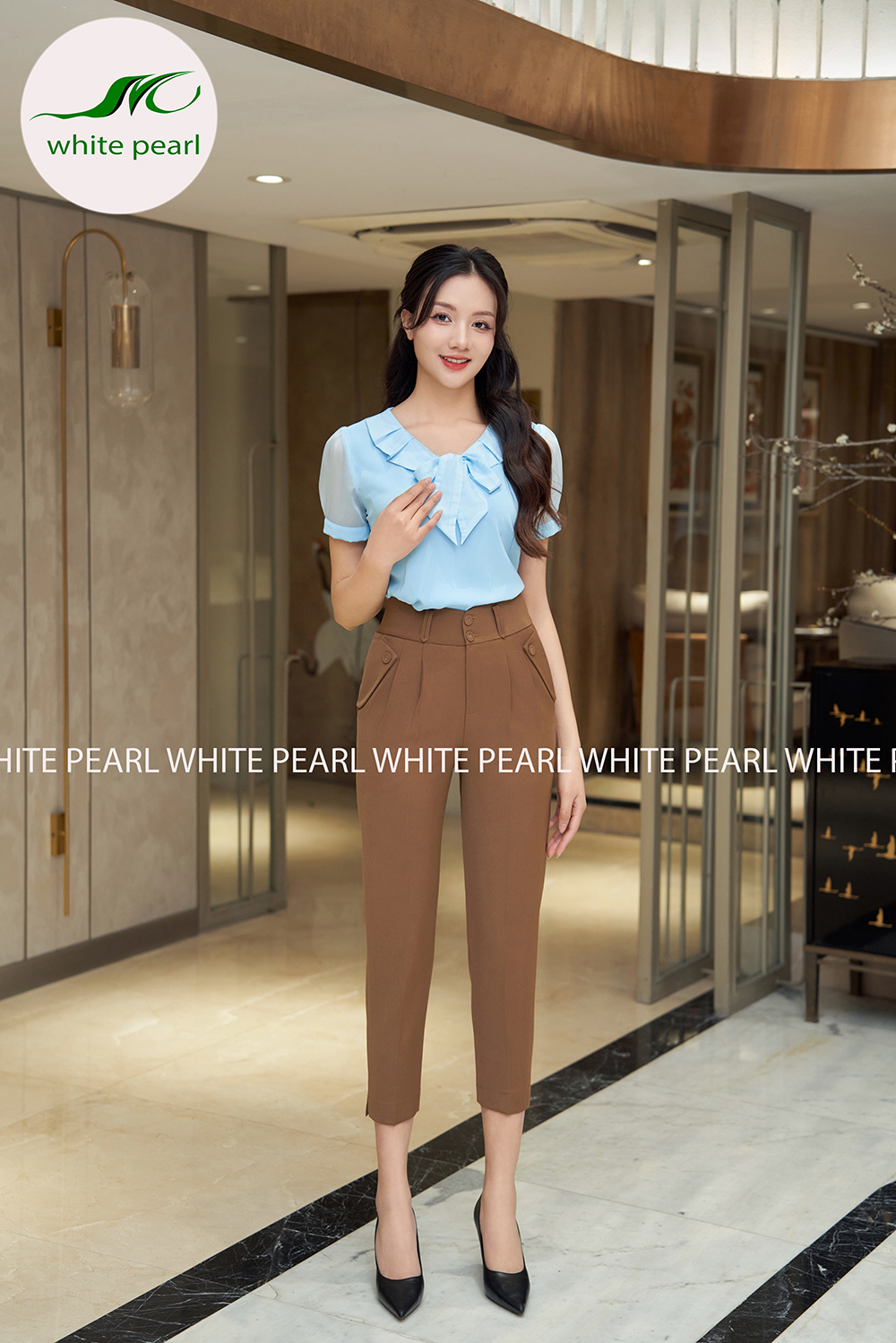 Quần nắp túi chéo Q2407 thời trang công sở cao cấp White Paerl_thumbnail_0