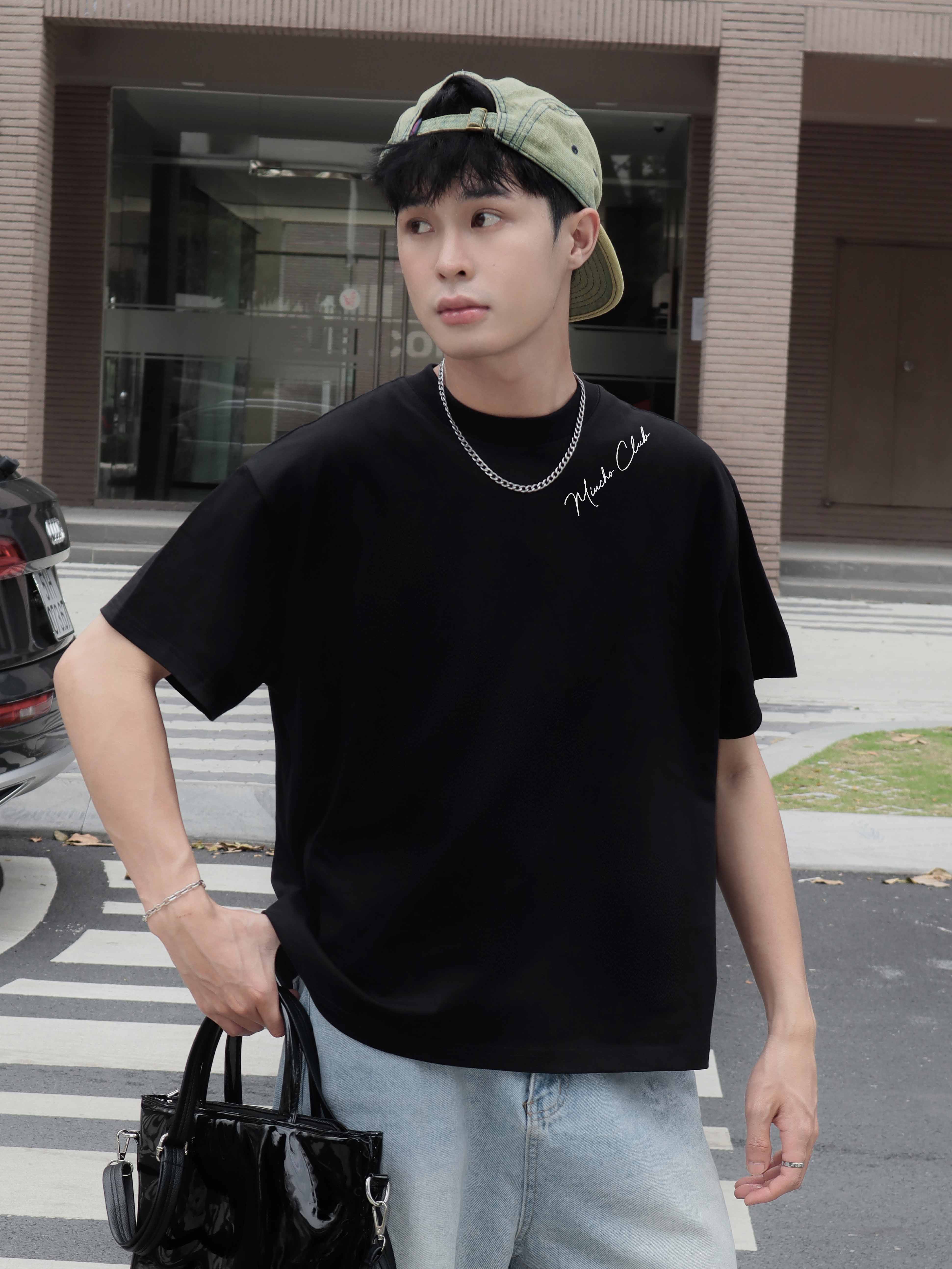 Áo phông nam local brand form boxy 2046 Miucho vải cotton 2c 250gsm cổ tròn in basic_thumbnail_2