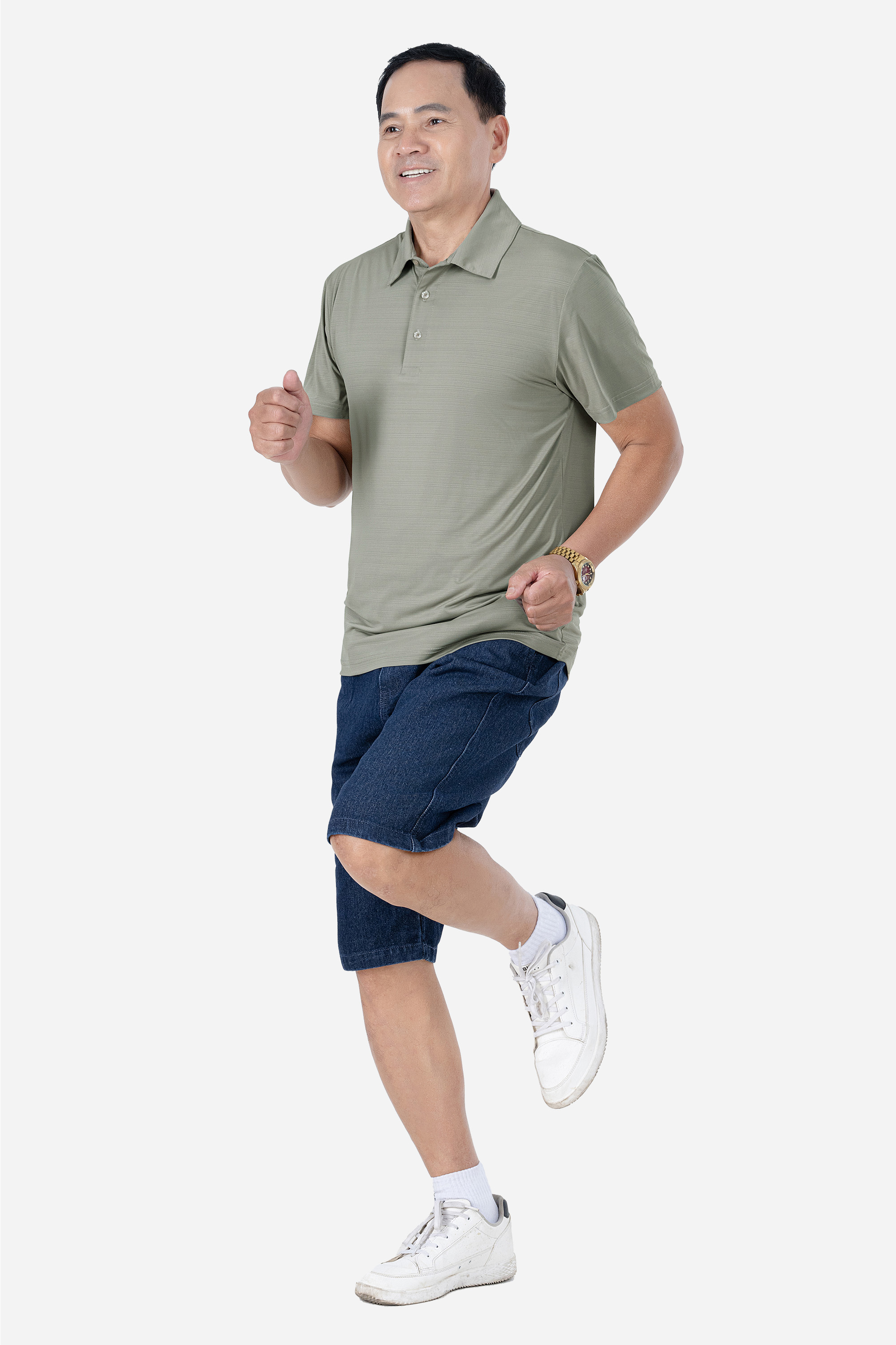 Áo Polo Melange Thể Thao Nam Trung Niên ANCHI Chất Liệu Cotton Phom Suông Vạt Ngang_thumbnail_45