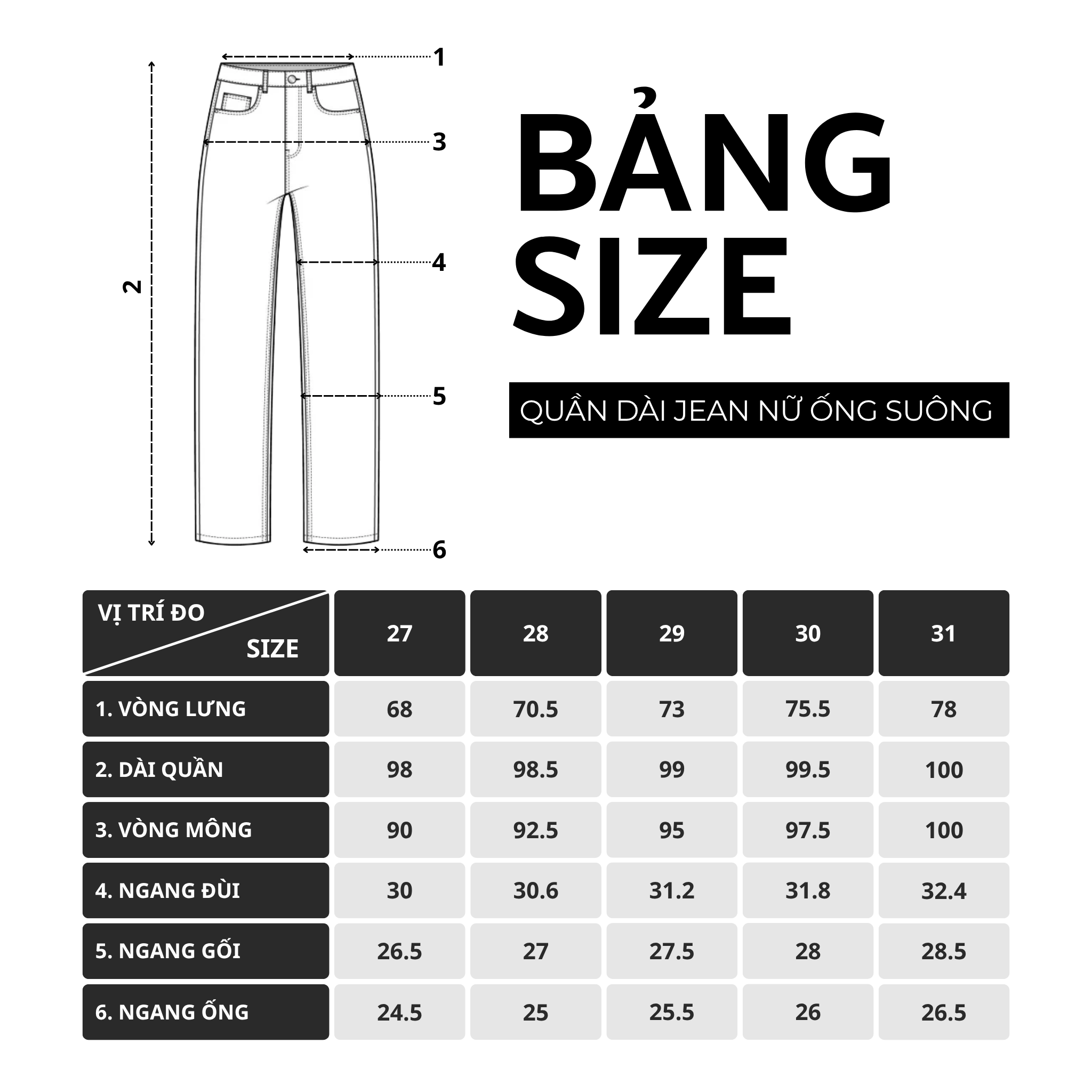 Quần Jean ống rộng Basic Túi thiêu 1s