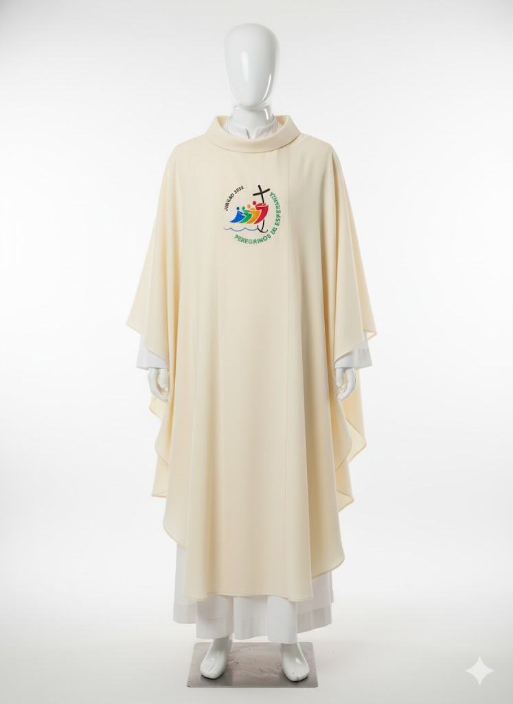 Áo lễ linh mục màu vàng kem thêu logo năm thánh - Quà tặng tân linh mục_thumbnail_2