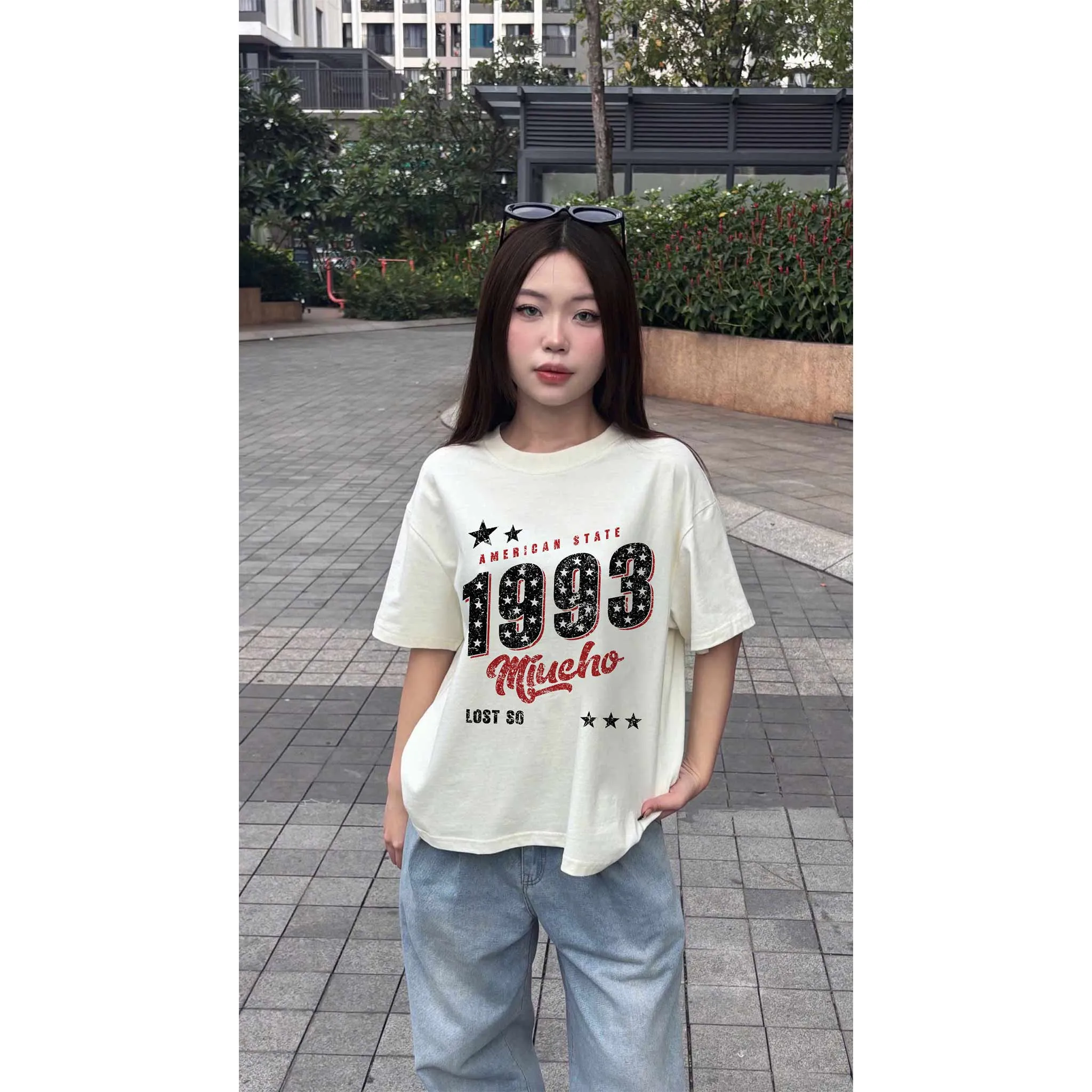 Áo thun nam nữ form boxy in năm 1993 Miucho 2545 chất vải cotton 2c cao cấp thoáng mát in mix_thumbnail_6