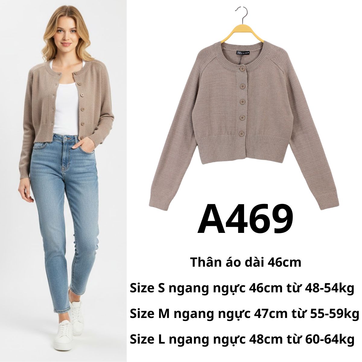 A469 - Áo len cardigan ZR