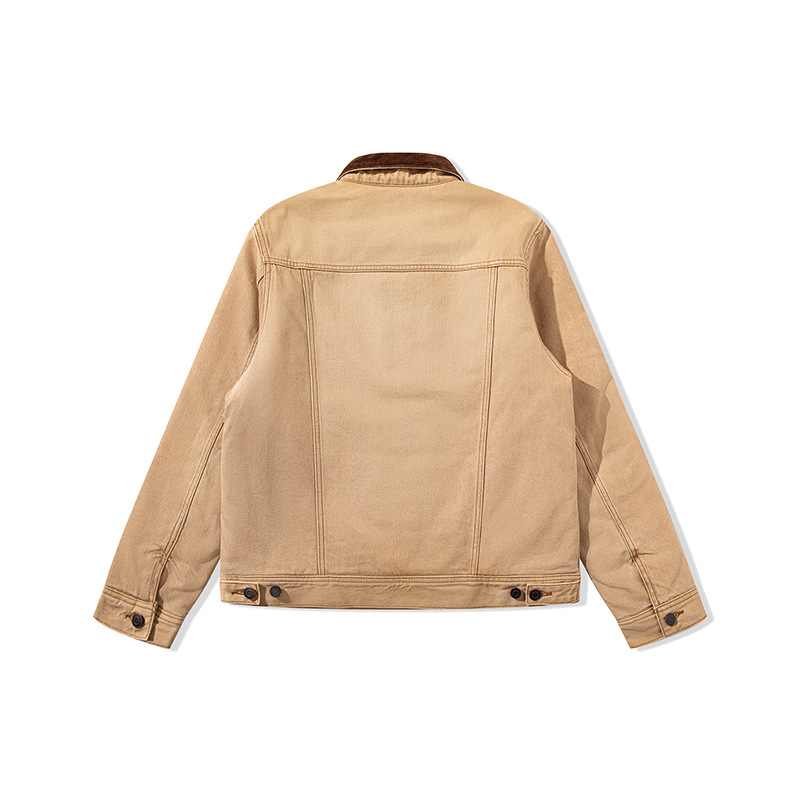 RRL Áo khoác Storm loạt giặt bẩn nhuộm sợi đảo bông ấm áp kẻ sọc áo khoác bông denim