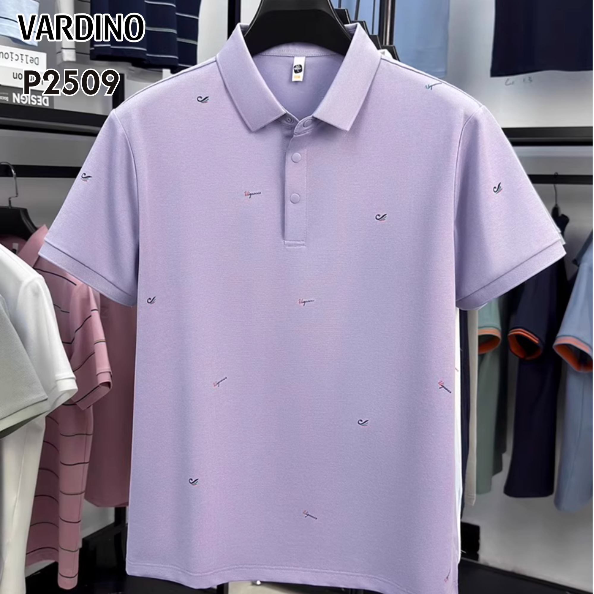 Áo polo cotton pima họa tiết tím Vardino P2509_thumbnail_3