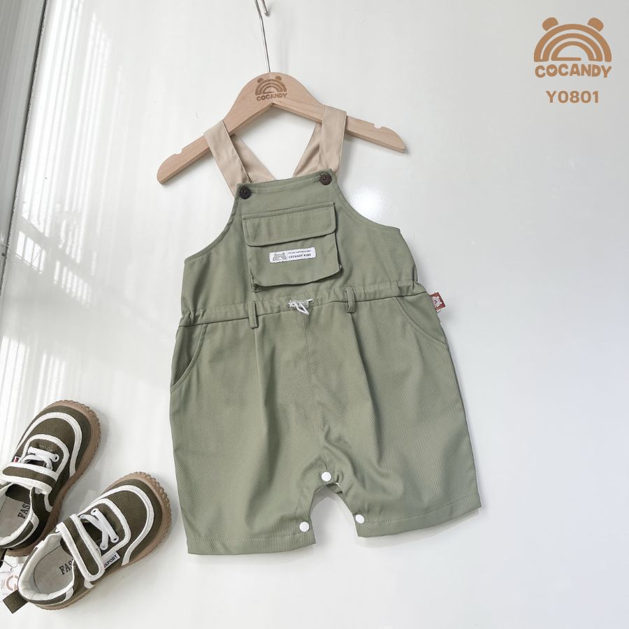 Yếm quần XANH RÊU túi ngực dây rút