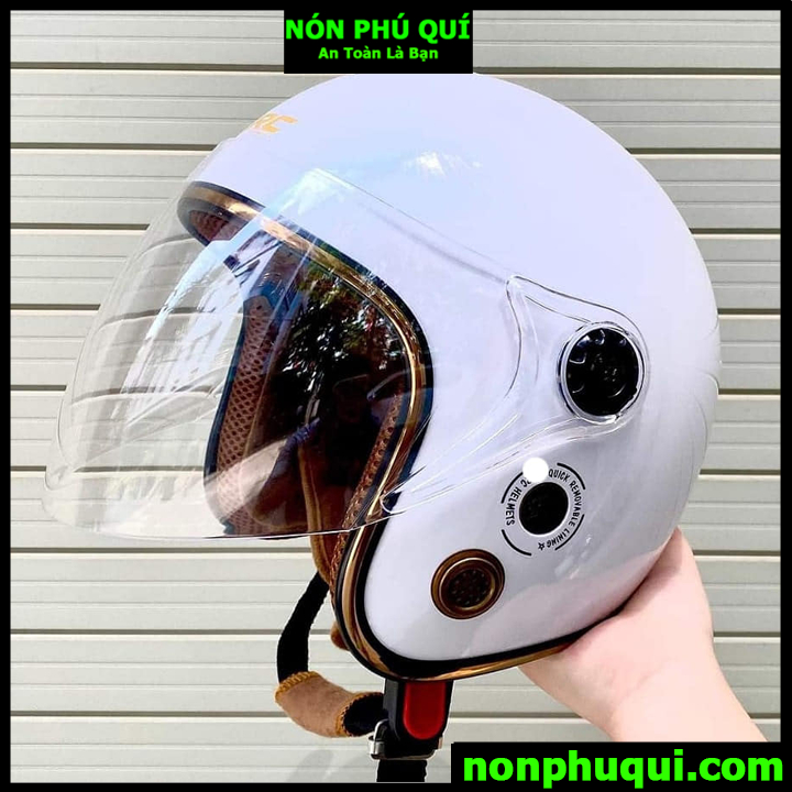 Nón bảo hiểm 3/4 kính dài thông gió nhiều màu đẹp MH04 - Màu Trắng