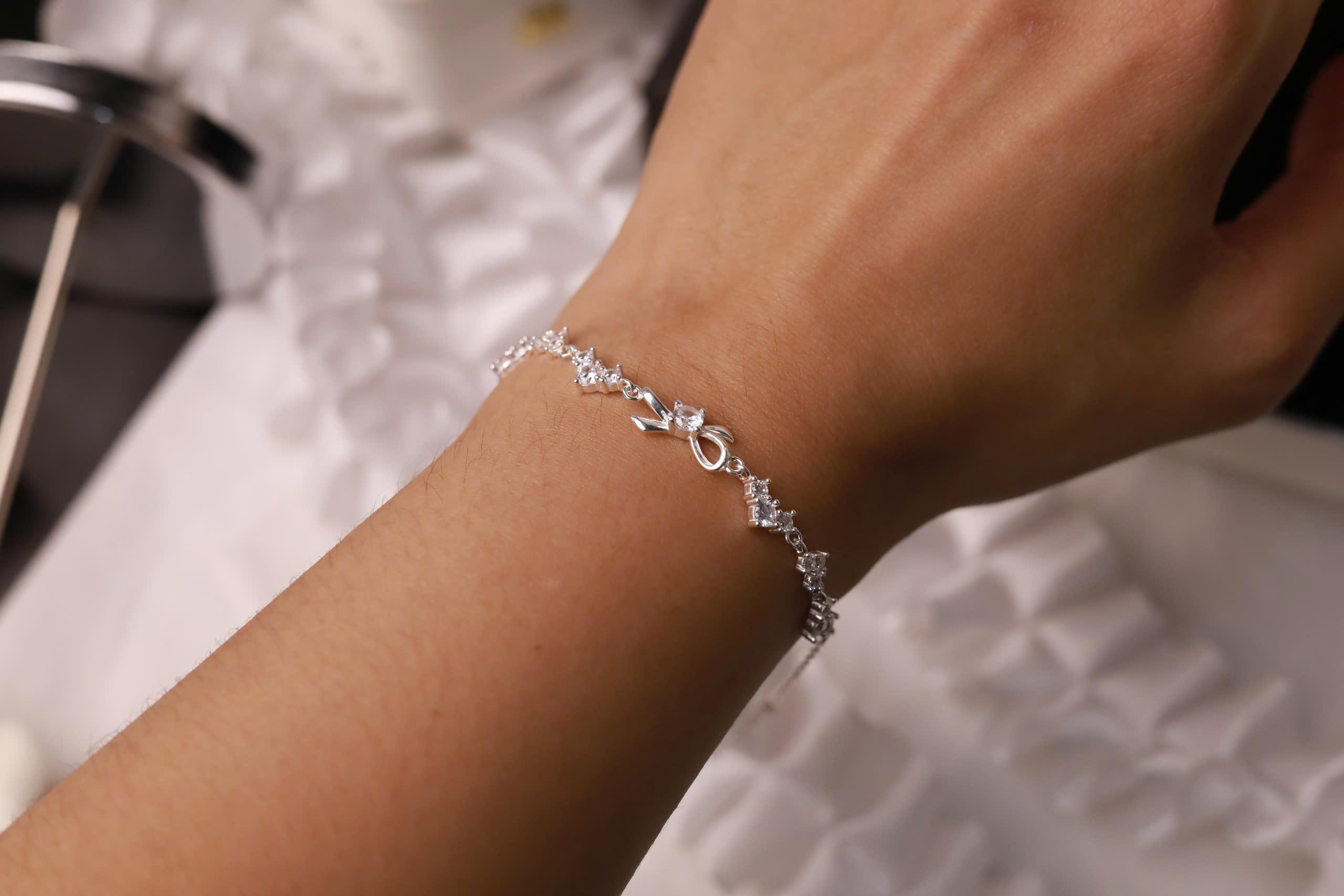 Vòng tay bạc nơ đính đá xi bạch kim_thumbnail_6