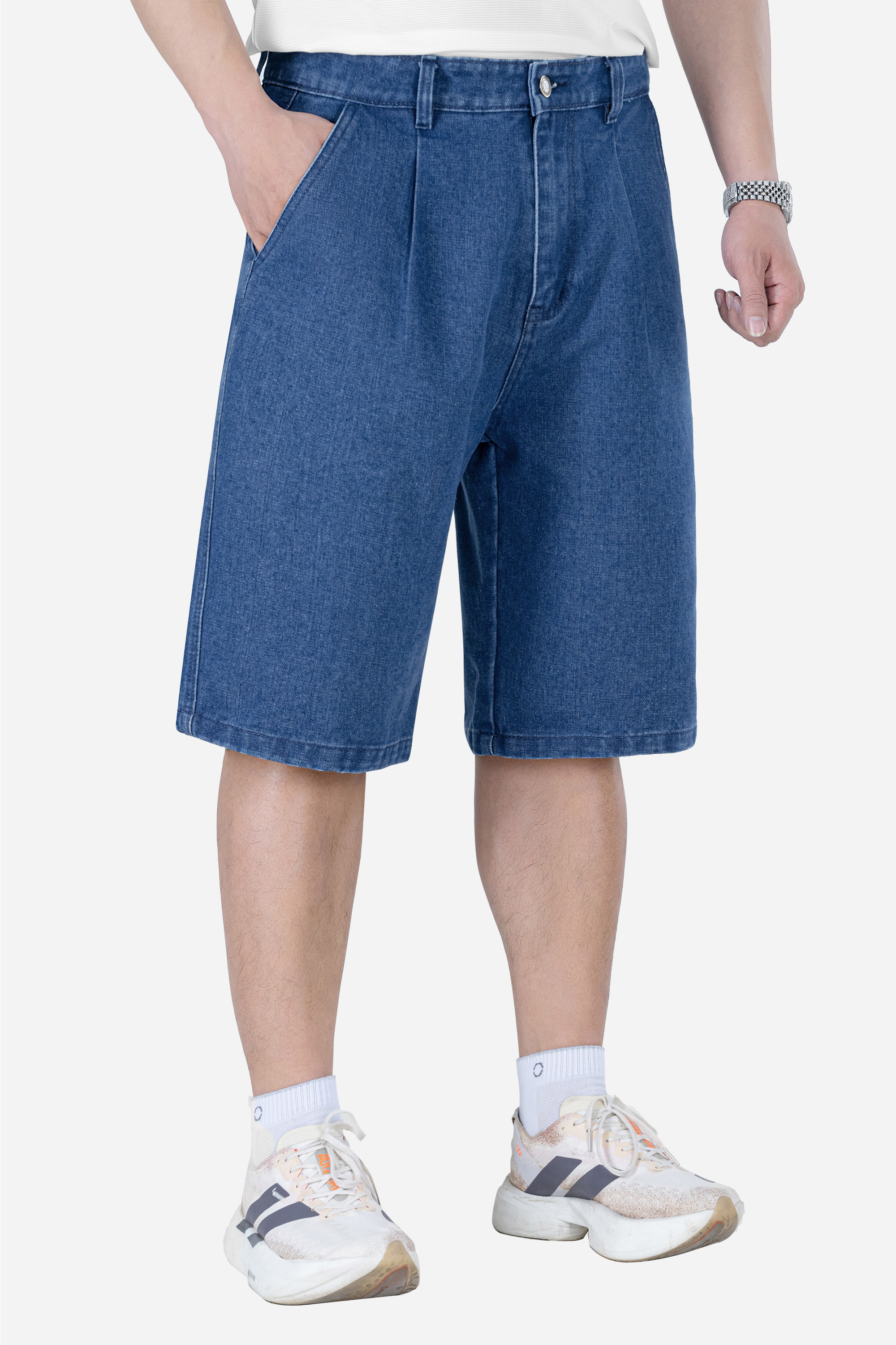 Quần Soọc Jeans 1 Li Nam Trung Niên ANCHI Chất Liệu Cafe Dáng Suông Túi Chéo Màu Xanh Nhạt_thumbnail_2