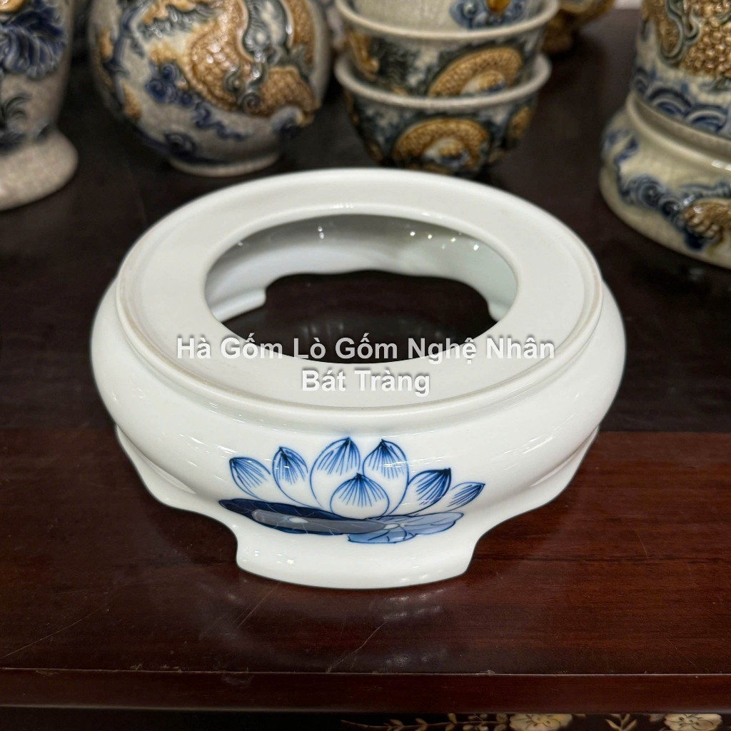 Sen Chàm Vẽ Tay Đồ Thờ Cúng Cao Cấp - Nghệ Nhân Bát Tràng Chế Tác - Bát hương lư hương - bộ đồ cúng_thumbnail_21