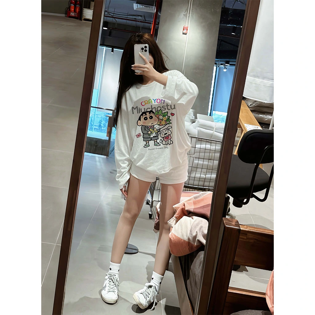 Áo thun boxy tay dài hoạt hình đáng yêu Miucho vải thoáng mát cổ tròn in mix 2957_thumbnail_3