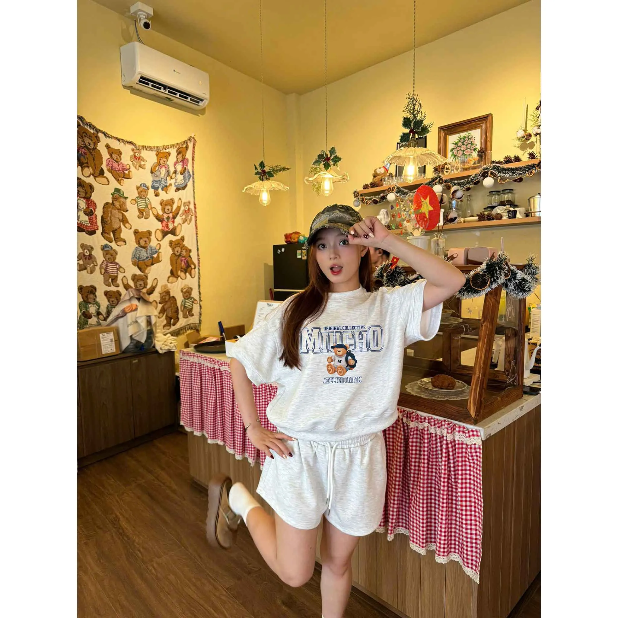 Áo sweater nữ boxy tay ngắn Miucho nỉ 2 da dày dặn thoáng mát cổ tròn hình gấu bông dễ thương 2632_thumbnail_5