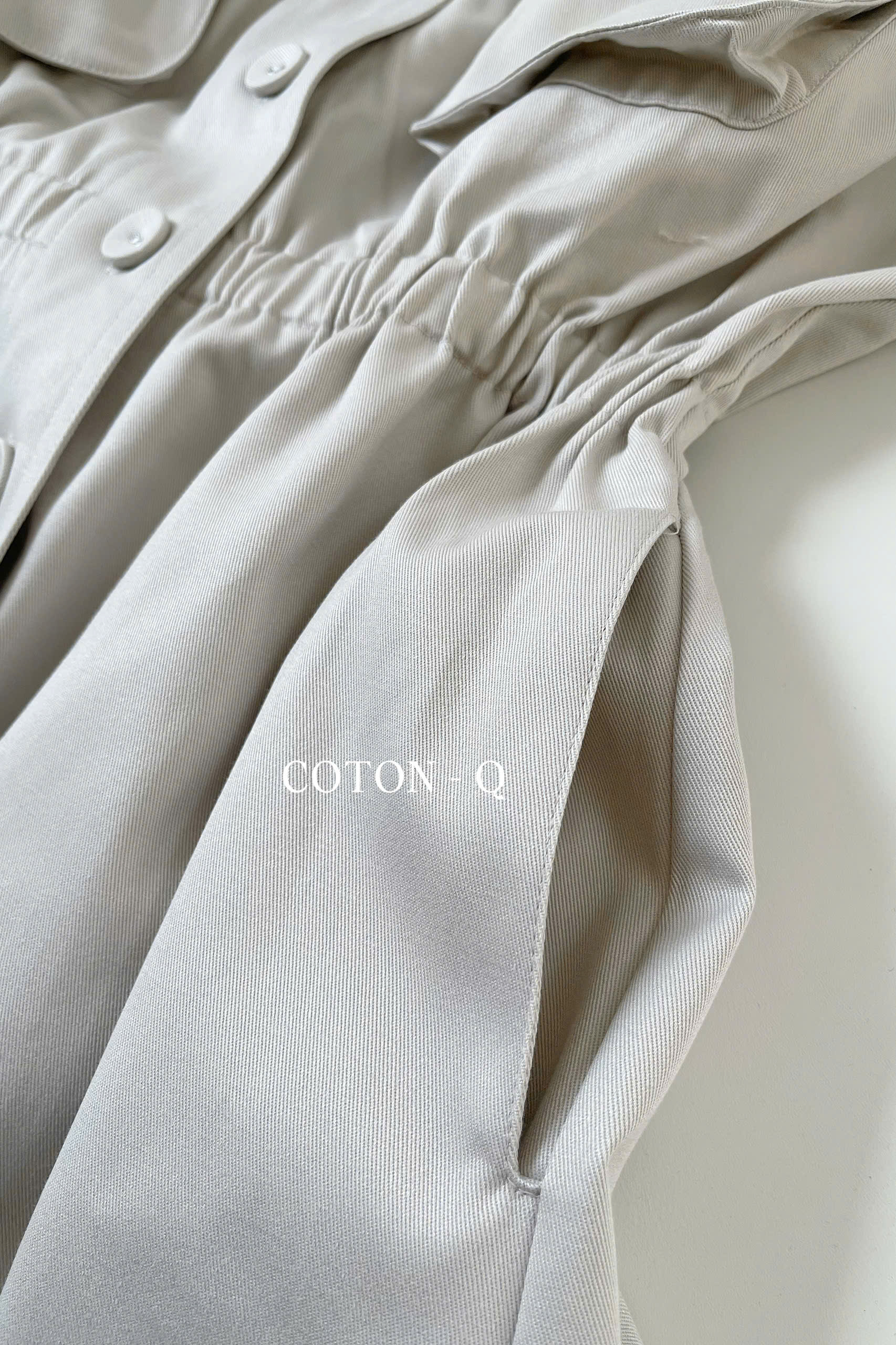 Đầm nữ Coton Q nhún 2 túi ( BE )_thumbnail_4