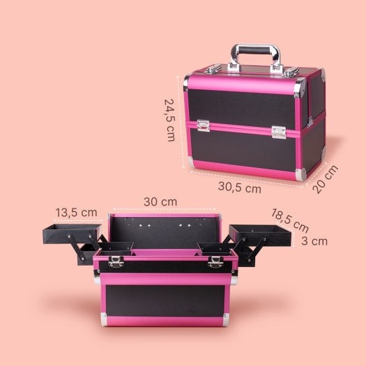 Cốp nhôm - 2 tầng - Màu đen viền hồng