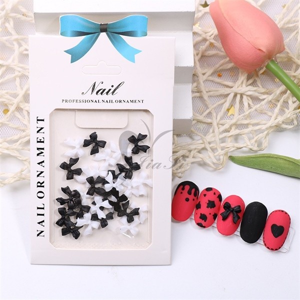 Set charm nhựa - Nơ đen trắng - 01