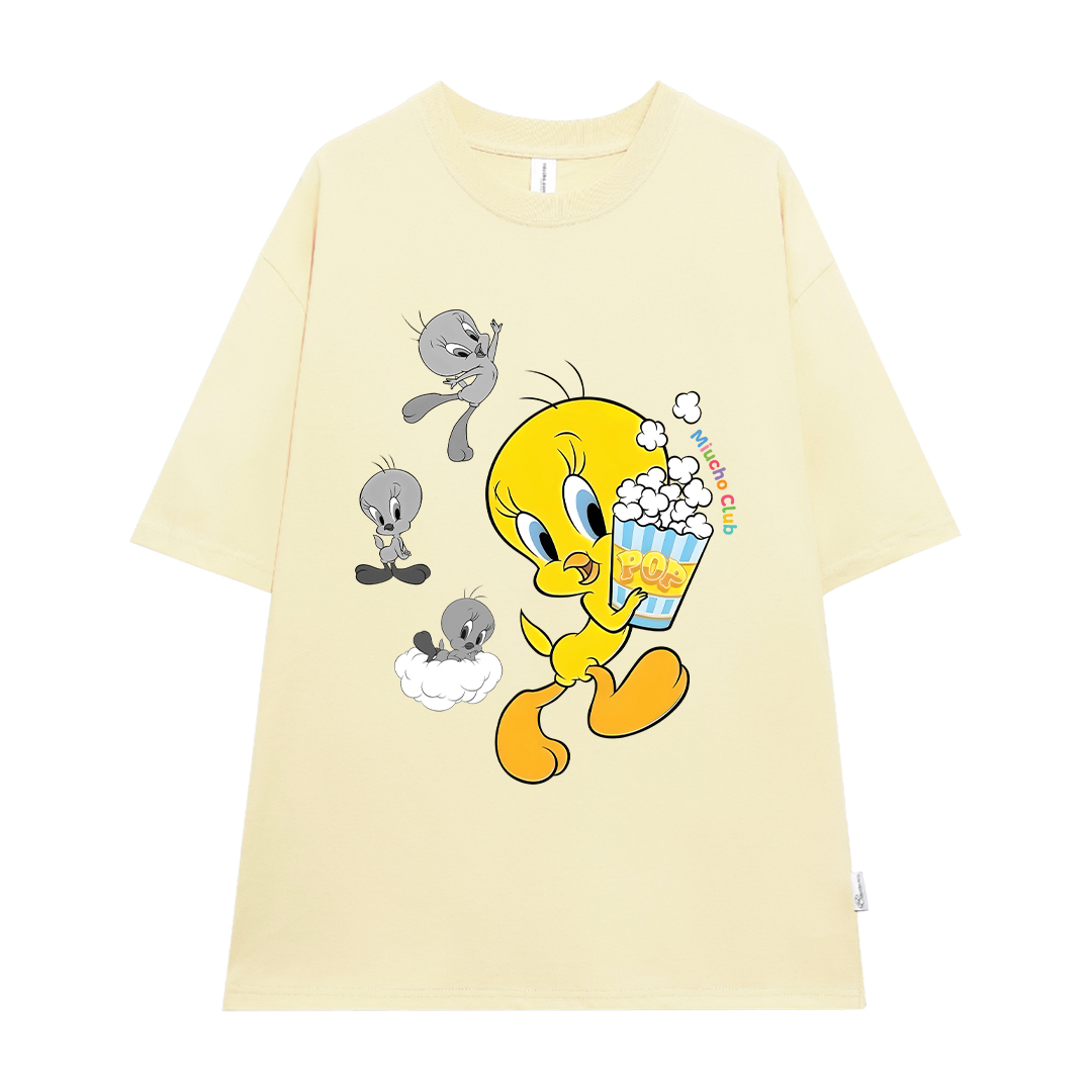 Áo thun nữ form rộng vịt vàng 2111 Miucho vải cotton 4c 220gsm cổ tròn in mix_thumbnail_14