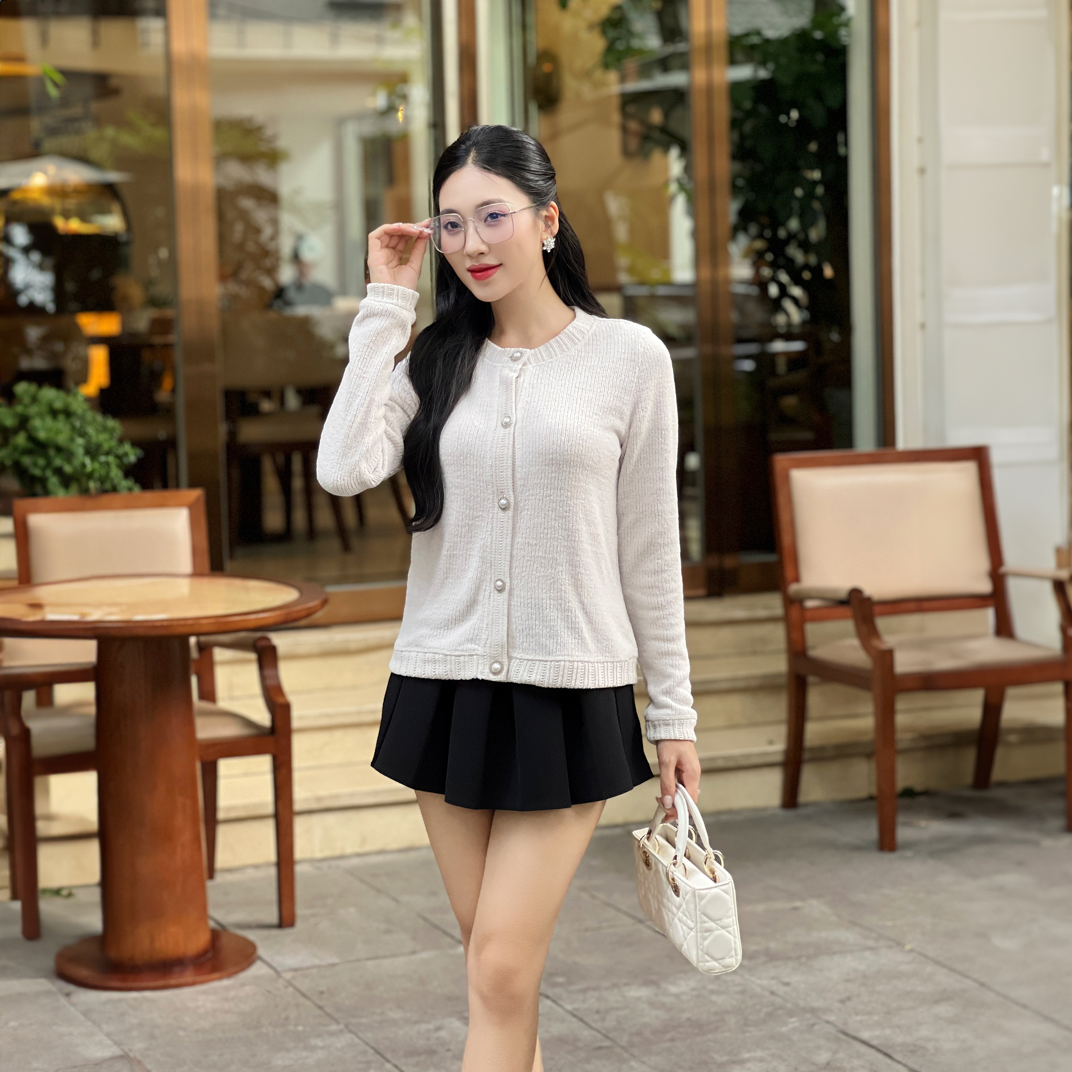 ÁO CARDIGAN NỮ NARSIS DÁNG NGẮN CHẤT LIỆU LEN MỀM MỊN MÀU TTRẮNG PHONG CÁCH HÀN QUỐC L23031 NARSI..._thumbnail_4