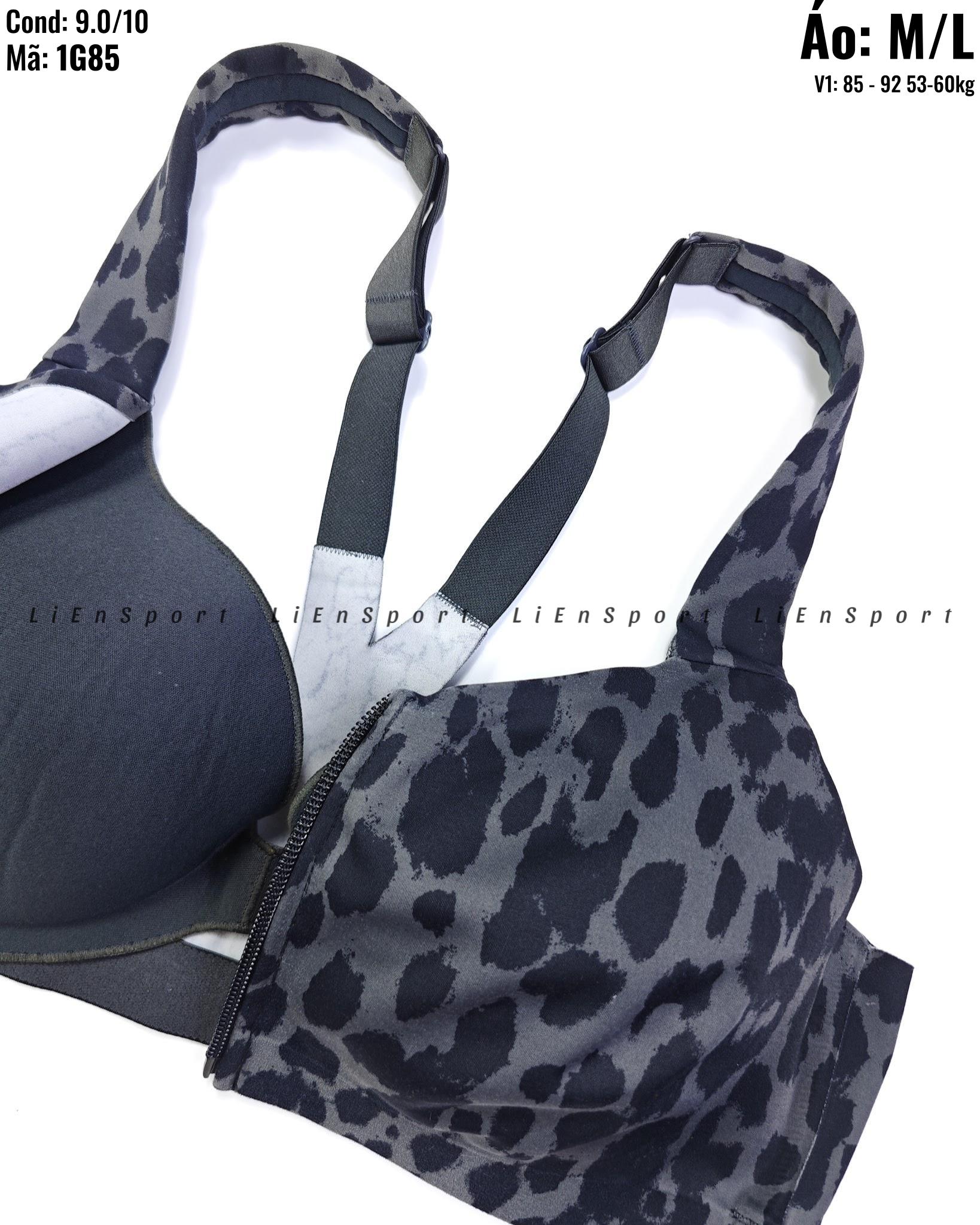 Victoria's Secret VSX Áo bra thể thao Nữ Size M L Xám đen họa tiết da báo Auth 2nd Dây vai bản lớn Khóa kéo trước Co giãn 4 chiều Thấm hút mồ hôi Nâng đỡ tốt Phù hợp gym yoga chạy bộ Mã:1G85_thumbnail_5