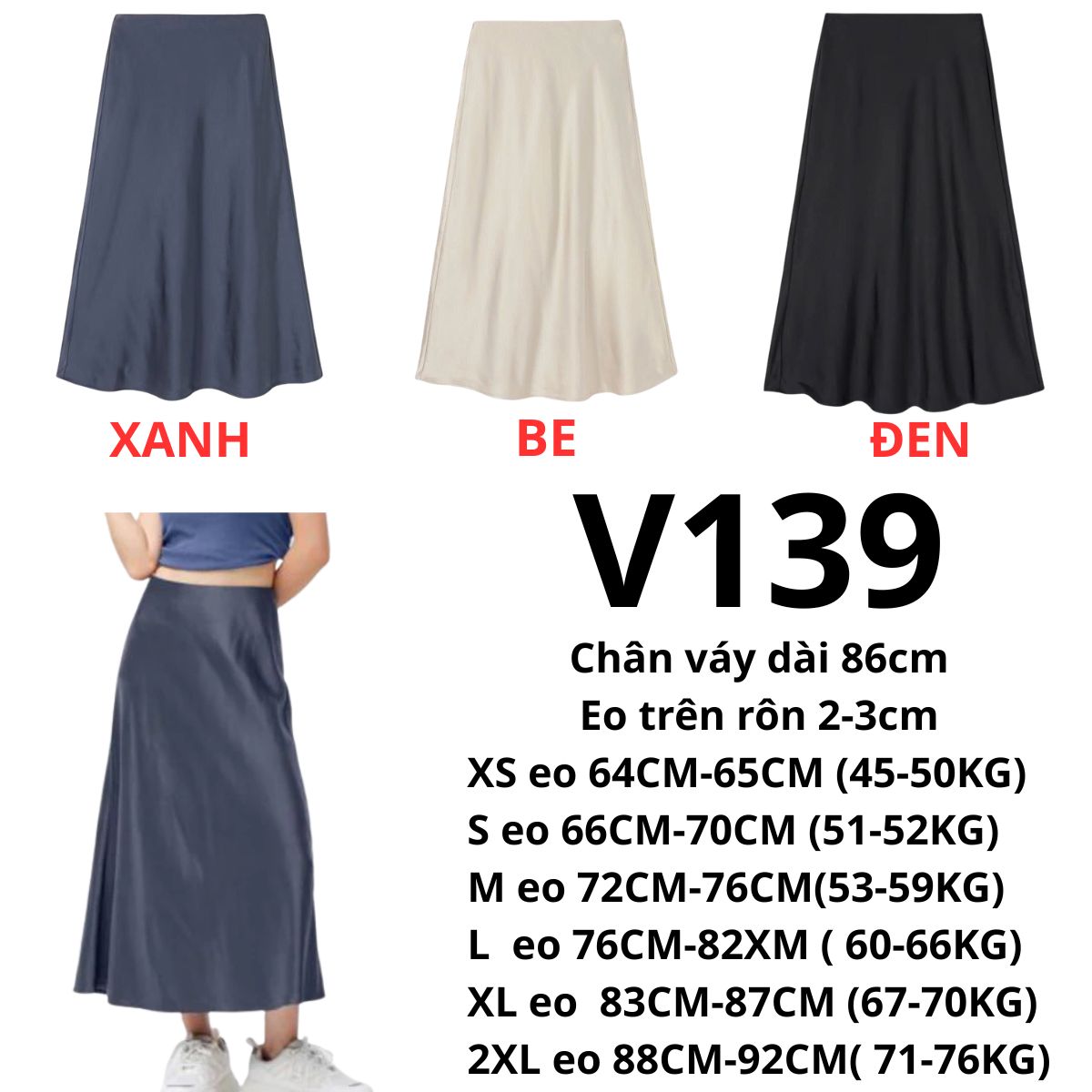 V139 - Chân váy lụa