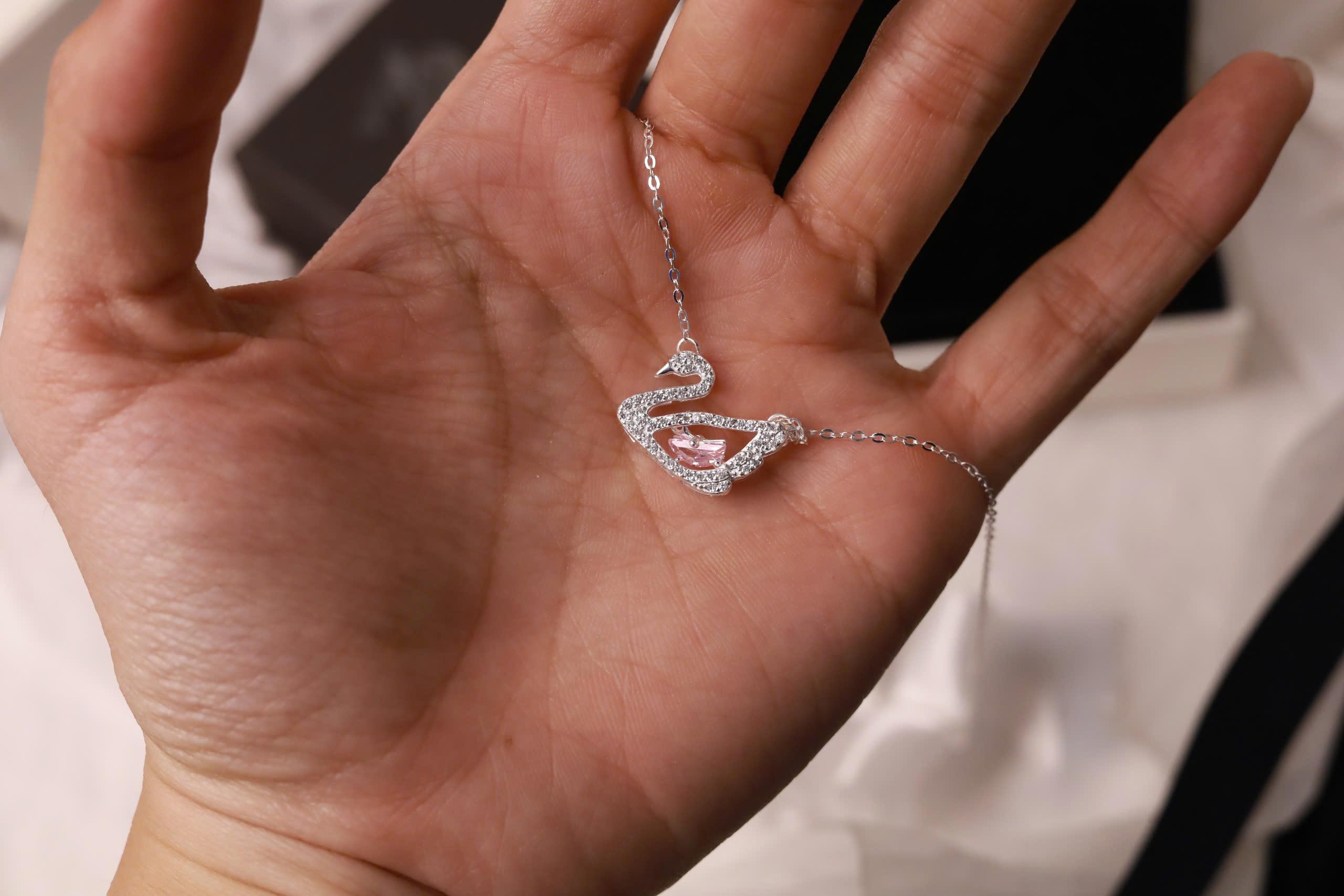 Vòng cổ bạc thiên nga đính đá hồng xi bạch kim_thumbnail_2