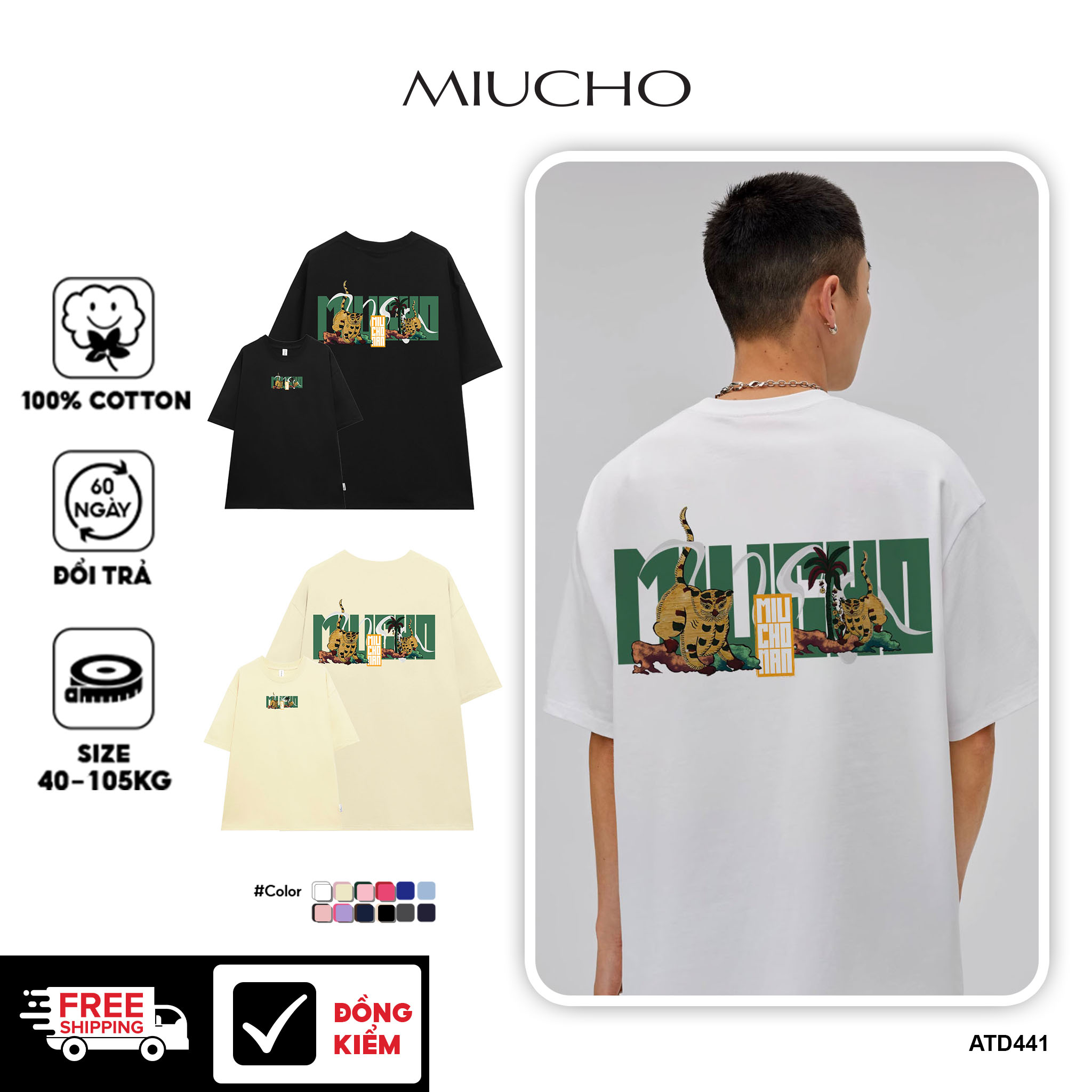 Áo thun nam form rộng 12 con giáp tuổi Mão ( tuổi mèo) ATD441 Miucho Man cotton cổ tròn ingraphic