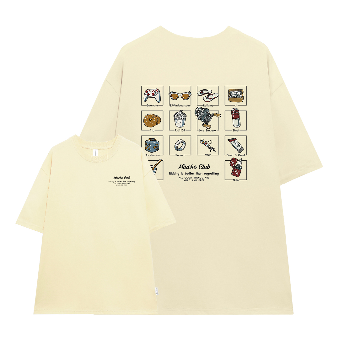 Áo phông nam cổ tròn form rộng 1875 Miucho Club vải cotton thoáng mát cổ tròn in mix