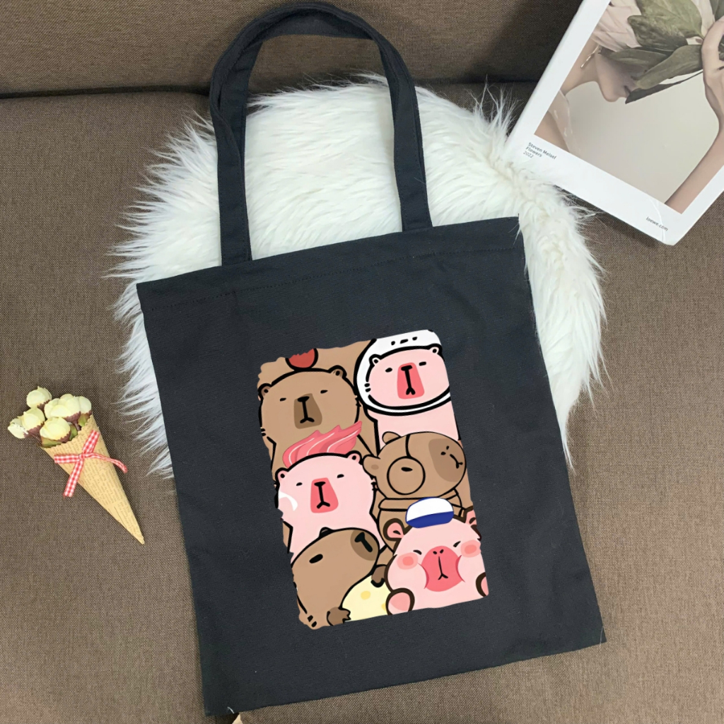 Túi tote in hình Capybara Cute - Túi vải canvas kích thước 33x37cm đựng vừa A4  và laptop - TOTE10_thumbnail_17