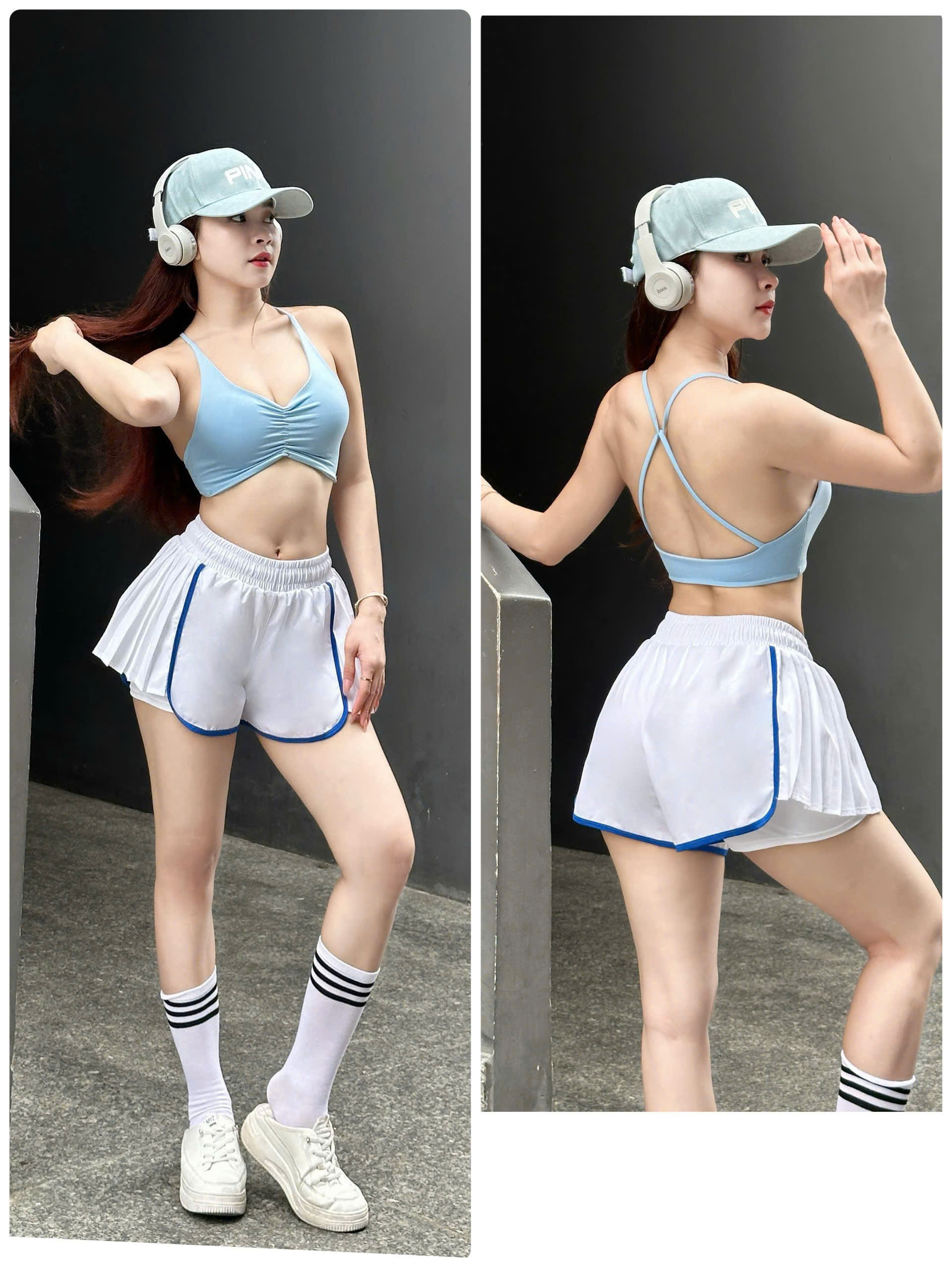 Quần Đùi Thể Thao Nữ Boxer 2 Lớp Xếp Li 2 Bên Phối Viền_thumbnail_20