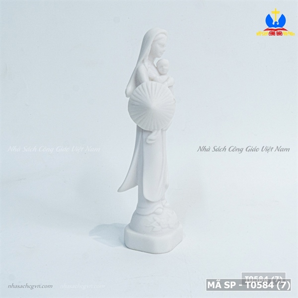 Tượng sứ Mẹ nón lá 13cm trắng ✔_thumbnail_1