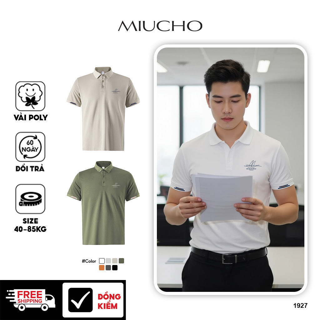 Áo polo nam form vừa 1927 Miucho Iconic vải cá sấu đứng form thoáng mát in basic_thumbnail_1