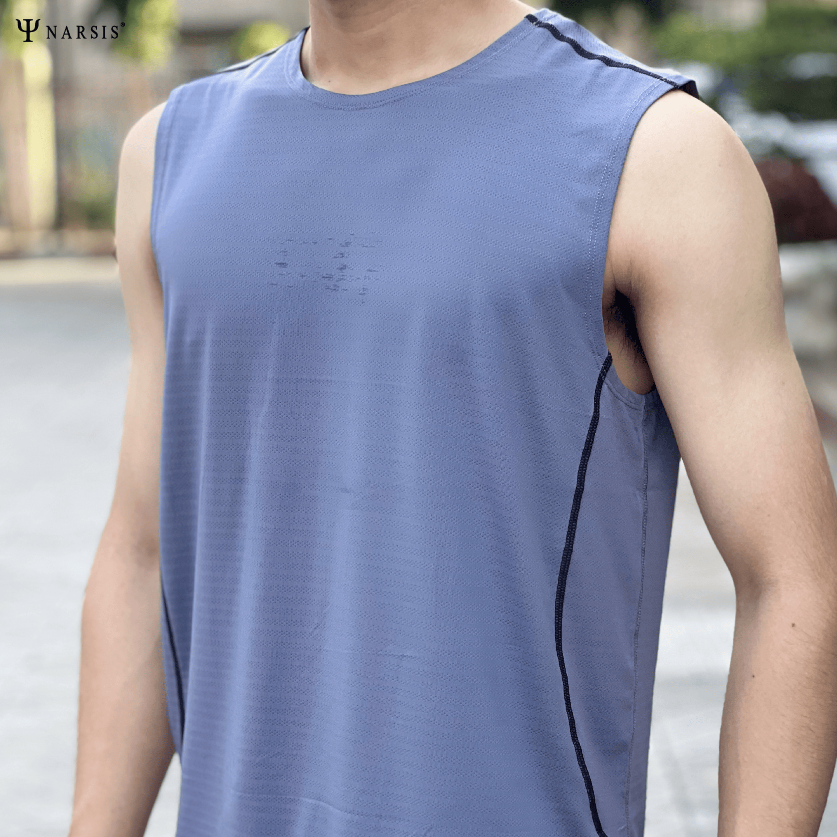 BỘ QUẦN ÁO THỂ THAO NAM POLYESTER SPANDEX MÀU GHI ÁNH XANH NARSIS - PRO-ACTIVE ĐỎ KHỎE KHOẮN E230..._thumbnail_2