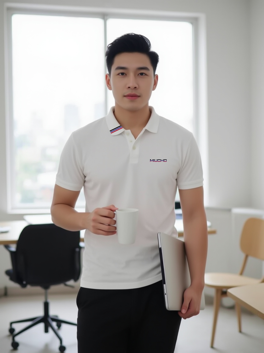 Áo polo nam form vừa 1918 Miucho Iconic vải cá sấu đứng form thoáng mát in basic_thumbnail_3