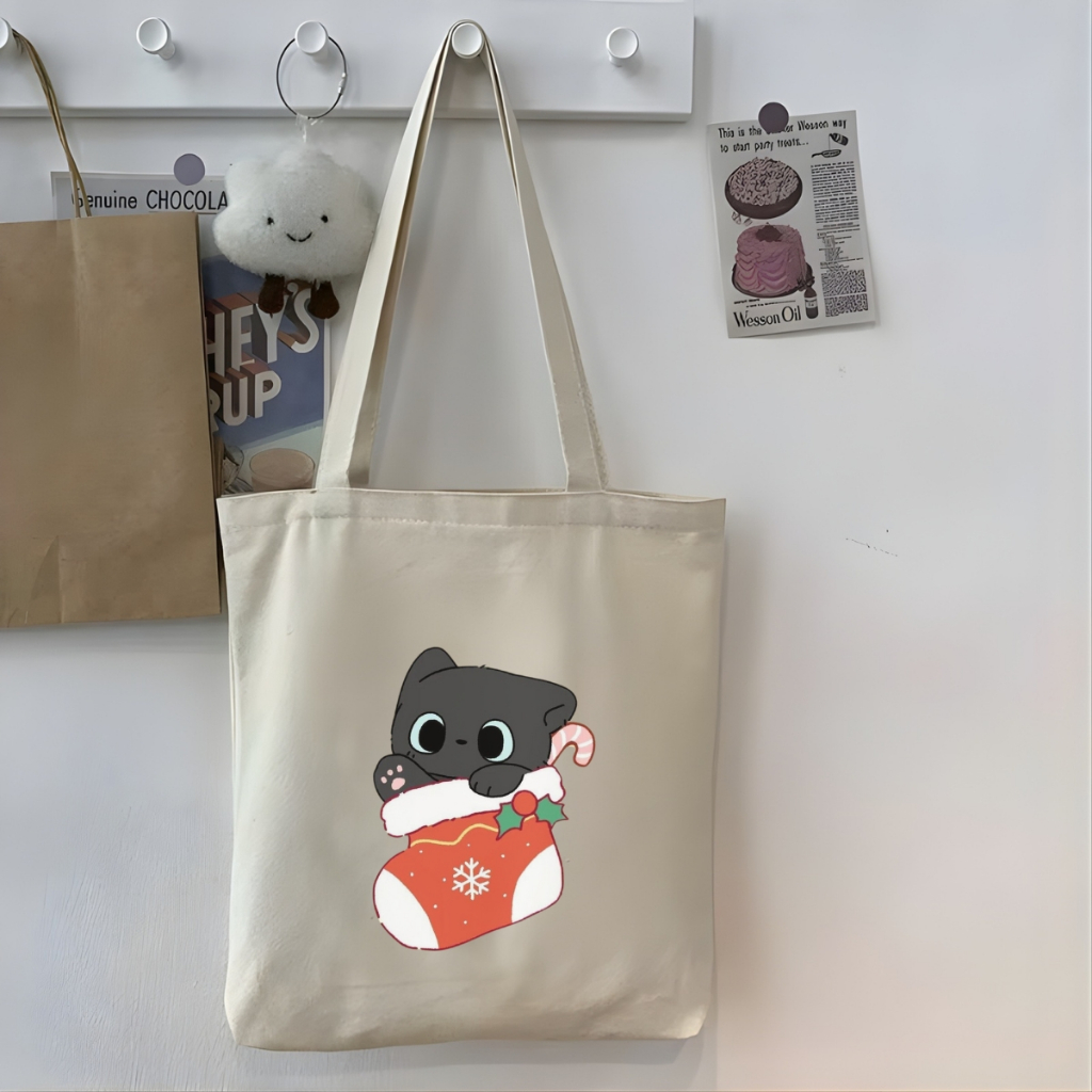 Túi tote vải canvas hình NOEL, Merry Christmas, đeo vai, có khóa kéo và ngăn phụ - WE TEE WTU08_thumbnail_19