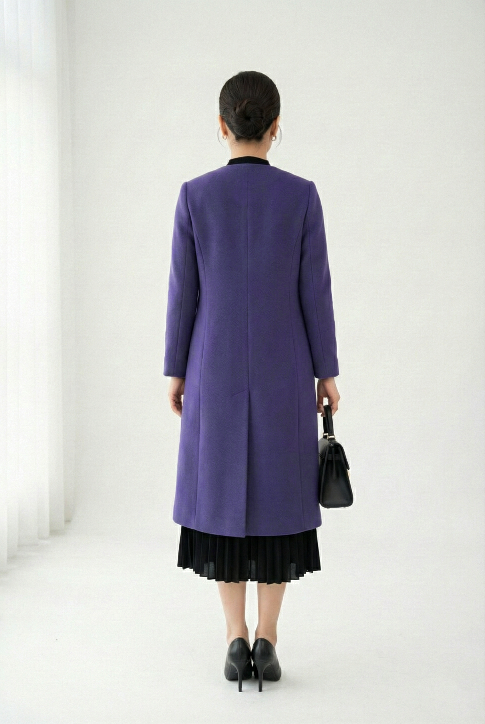 Áo măng tô Suông Vải dạ Cổ tròn Dài đến bắp chân_thumbnail_6